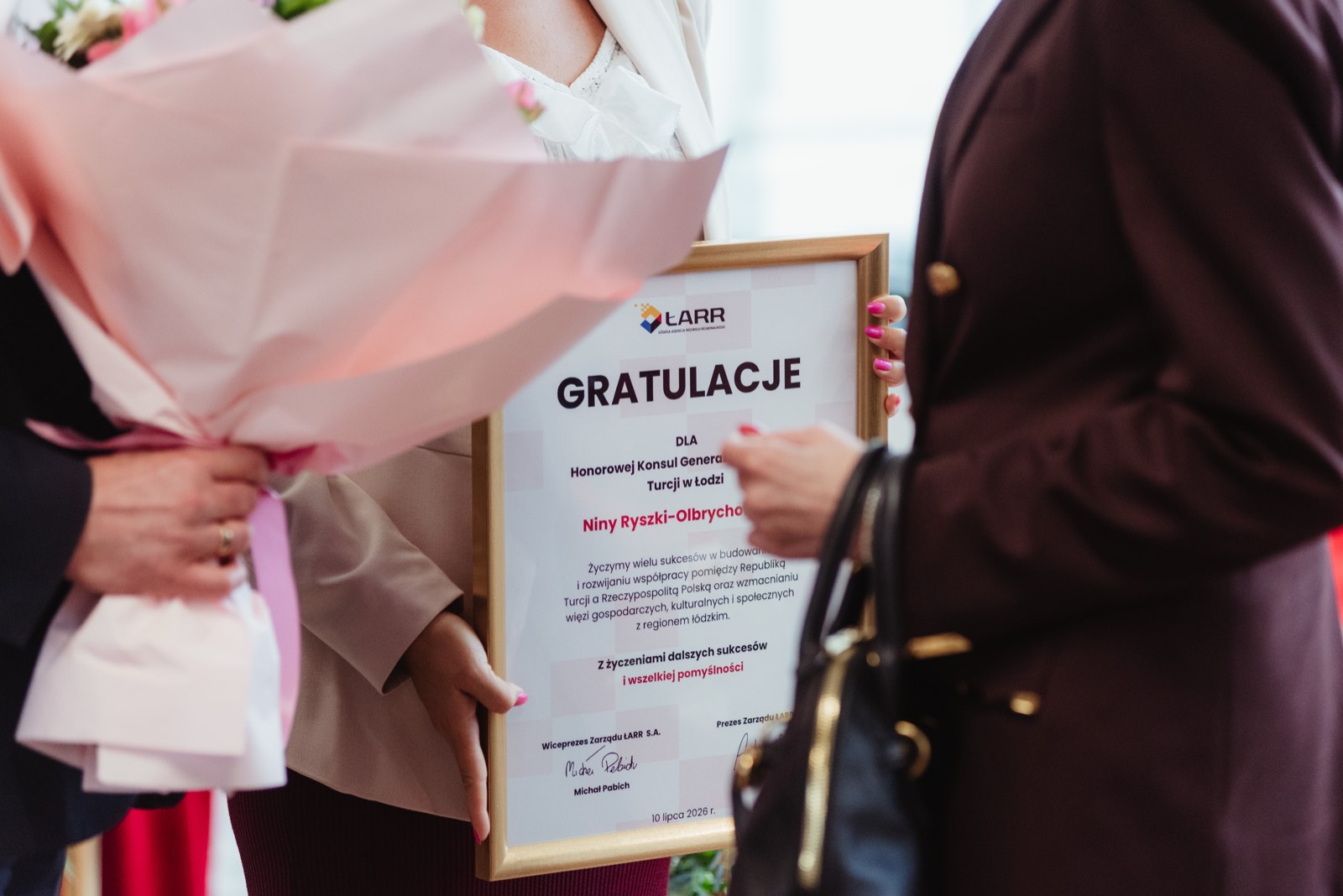List gratulacyjny przekazany z okazji otwarcia Konsulatu Honorowego Republiki Turcji w Łodzi
